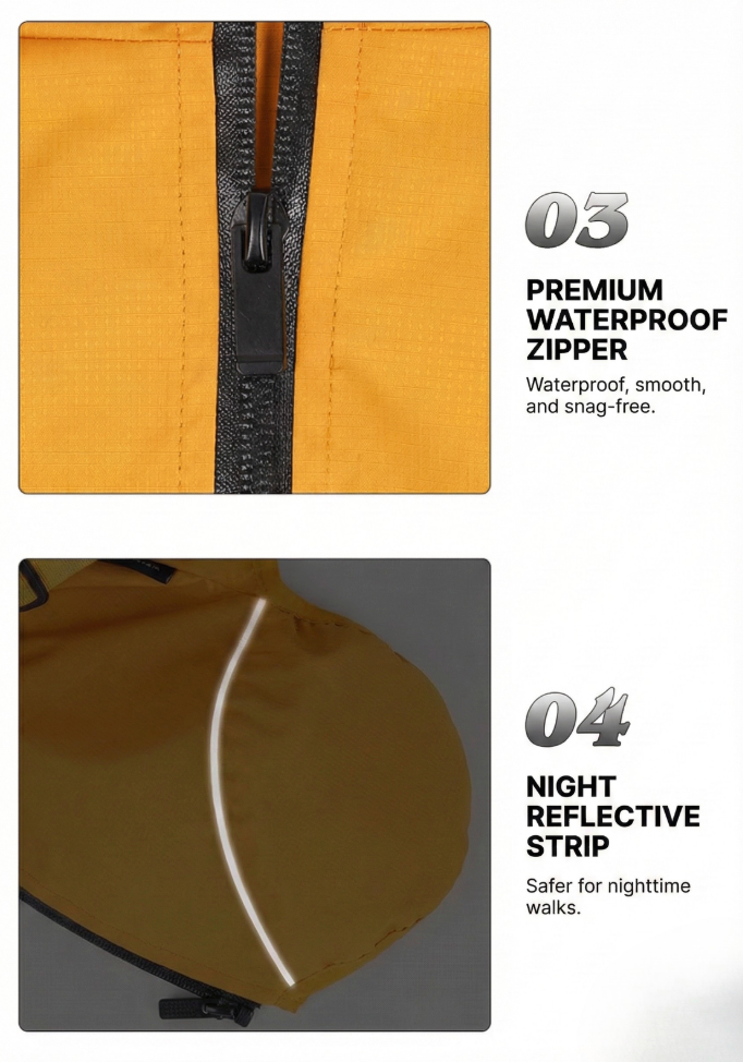 Milou & Lumi Dog Waterproof Reflective Jacket with Harness