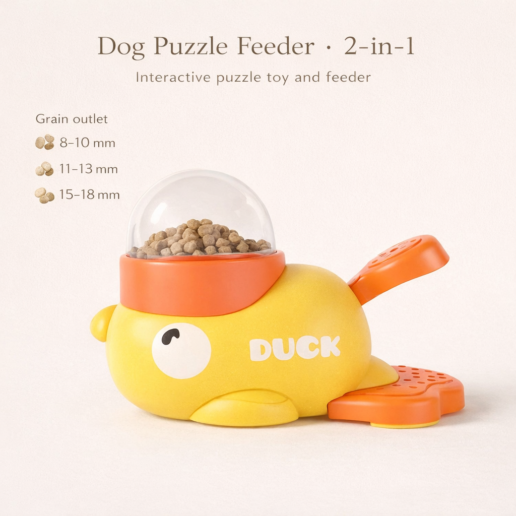 🐥 Quacky Buddy – 2‑in‑1 IQ Toy & Slow Feeder for Dogs & Cats