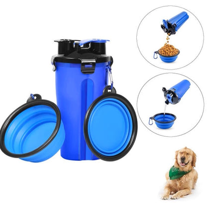 Milou & Lumi Portable Pet Travel Water and Food Bottle with Extra Bowl